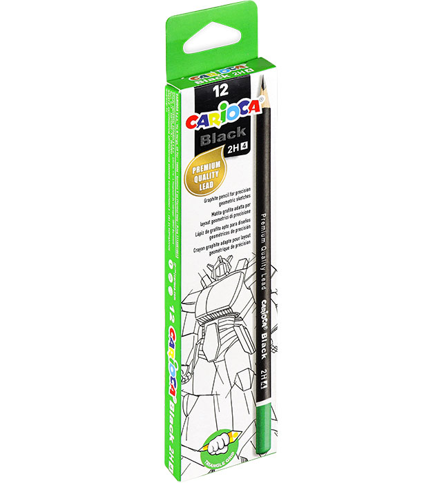 Ołówki techniczne czarne 2H CARIOCA 12 szt. (42928)