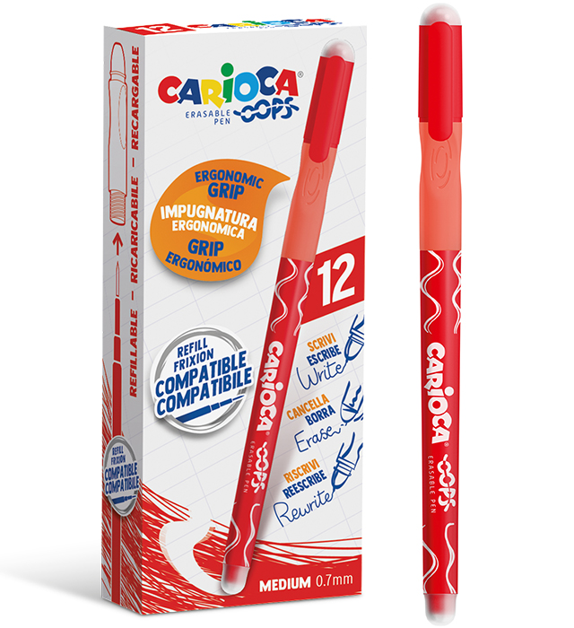 Długopis CARIOCA Oops wymazywalny czerwony (43039/03)