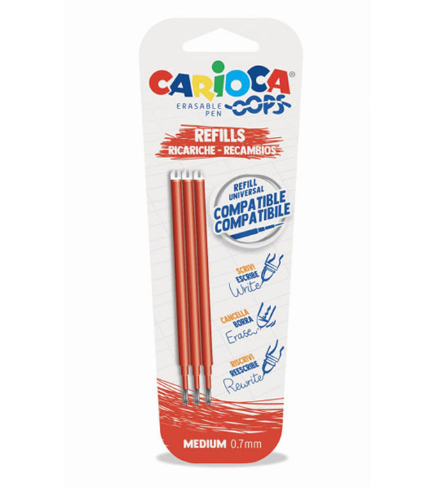 Wkład CARIOCA Oops wymazywalny czerwony (43041/03) blister 3 szt.