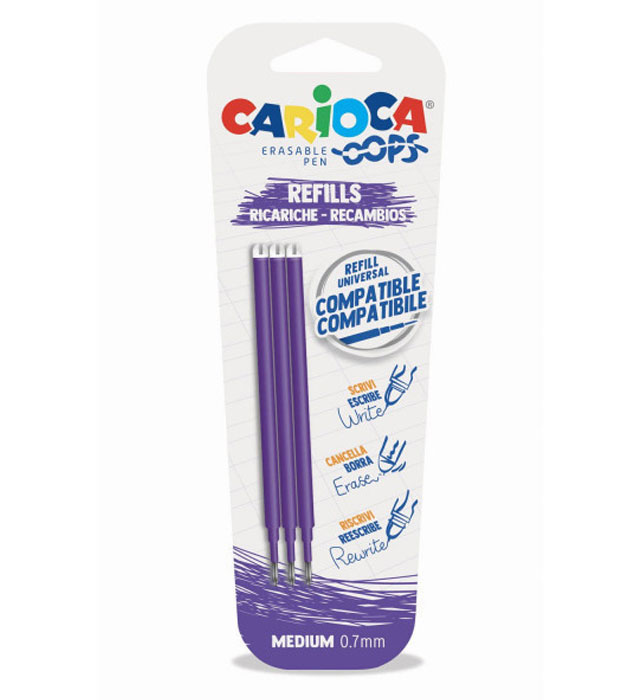 Wkład CARIOCA Oops wymazywalny fioletowy (43041/09) blister 3 szt.