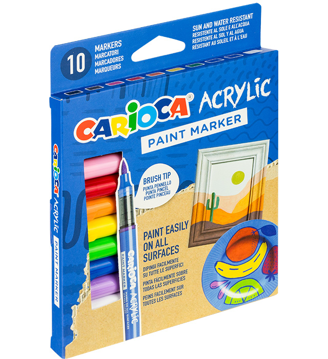 Markery akrylowe z pędzelkiem CARIOCA blister 10 kol. (45281)