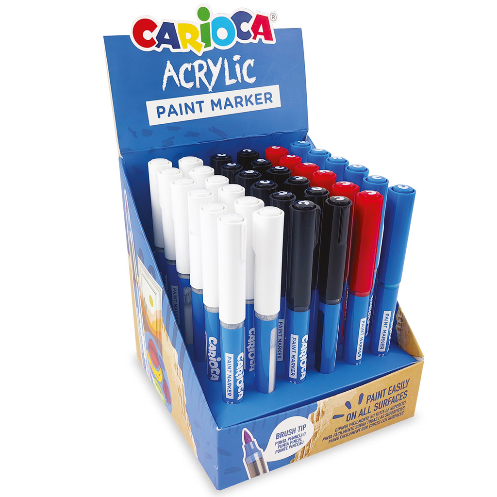 Markery akrylowe z pędzelkiem CARIOCA display  podstawowe (41400) cena za sztukę