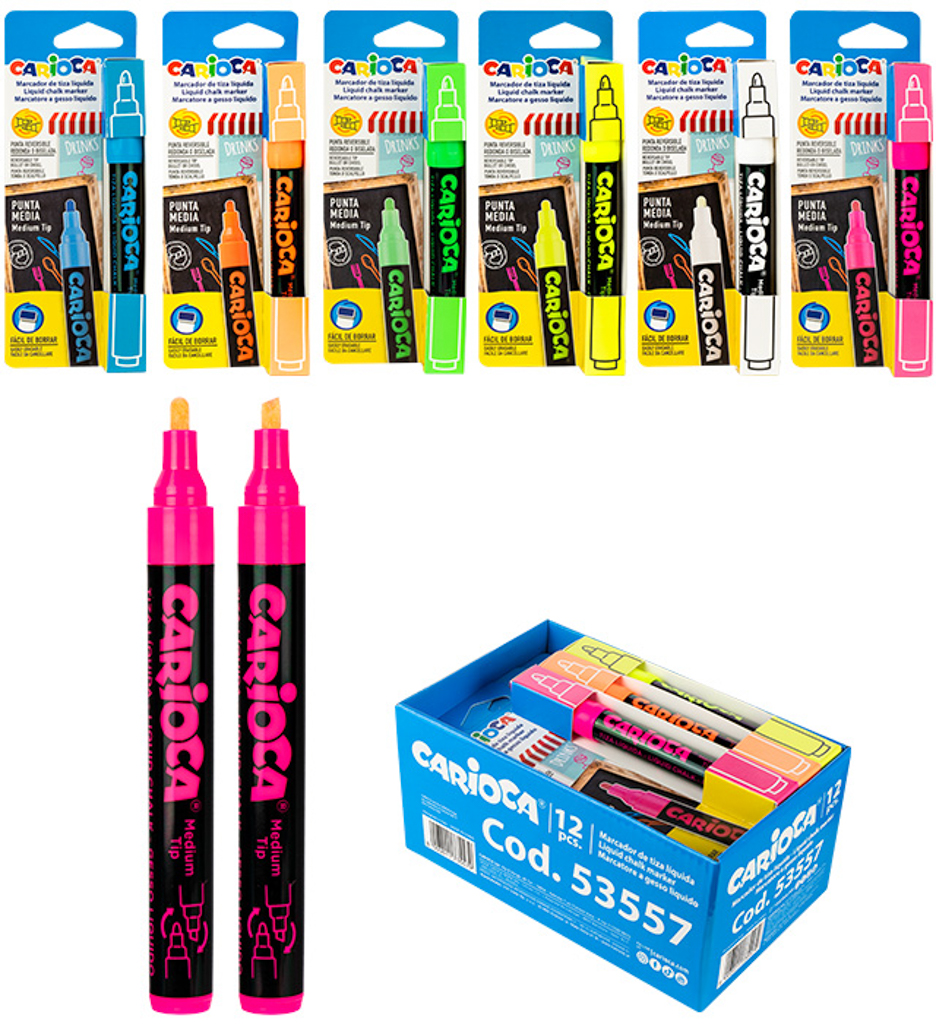 Markery kredowe CARIOCA (53557) display 6 kol x 2 cena za sztukę