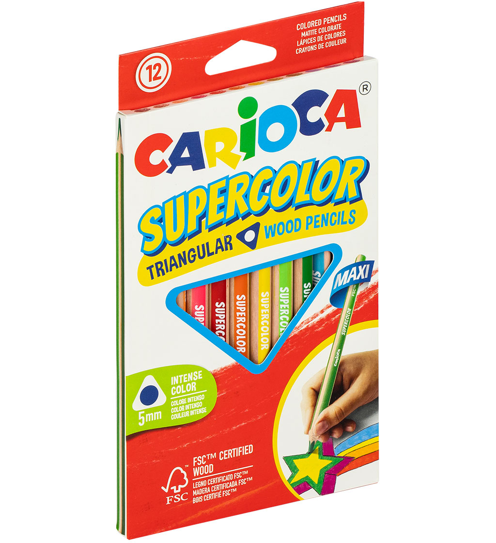 Kredki ołówkowe trójkątne Supercolor Maxi CARIOCA 12 kol. (43451)